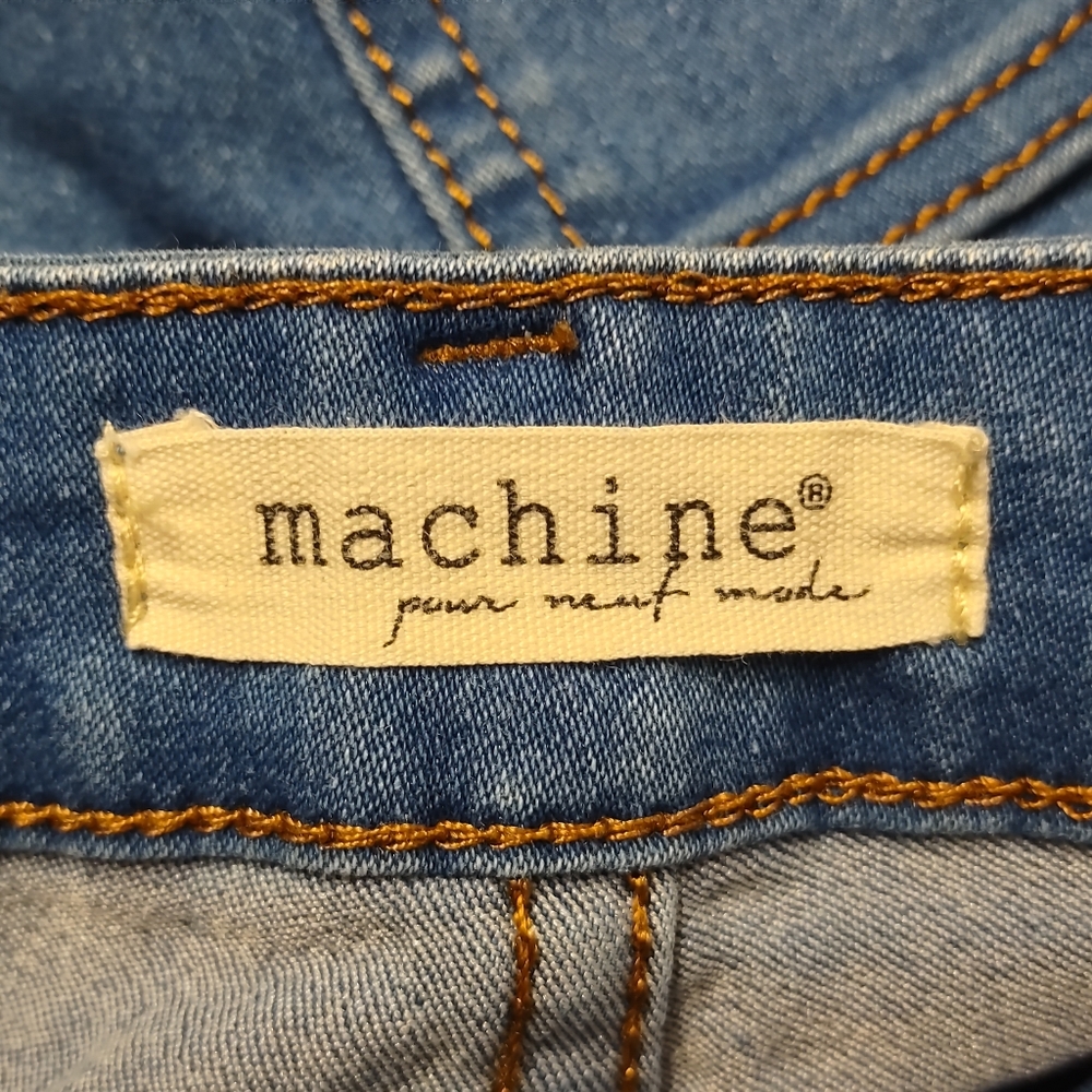 Machine Pour Neuf Mode Wide Leg Jeans Blue Denim Side Slit Raw Hem Size 10/12 - Picture 12 of 12